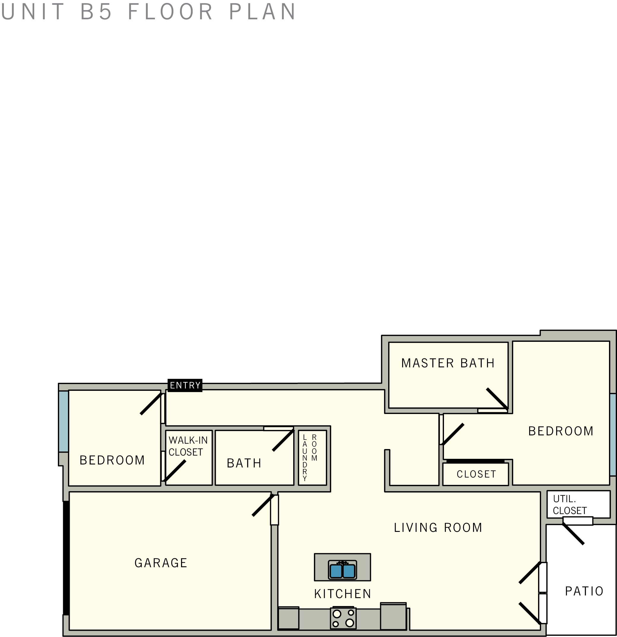 2 bedroom 2 bathroom B5 Floor Plan at Aviator at Brooks, San Antonio